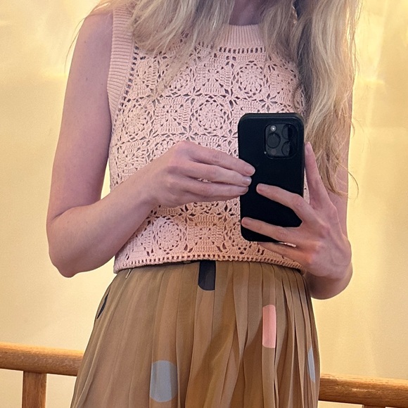 Kooples NWT 1 (S) cotton crochet sweater vest, pink - Picture 14 of 14